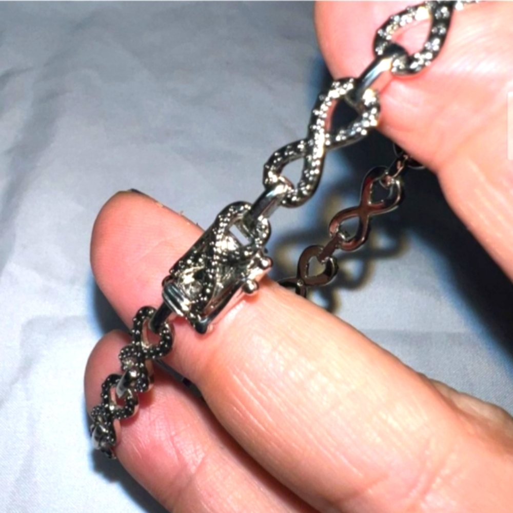 Black Diamond Infinity Sterling Silver Bracelet